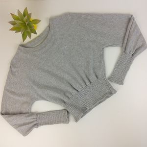 k/lab Grey Smocked Crop Top Size XS